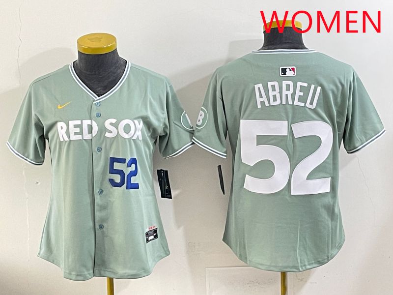 Women 2025 Boston Red Sox #52 Abreu Green Joint Name Nike MLB Jersey style 4